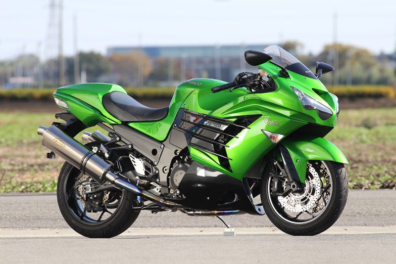 ブラウン×ピンク 直送品 カワサキ アールズギア スリップオン ツインタイプ カーボン ZZR1400/ZX-14 06-07 KAWASAKI  R's Gear WK09-03CF